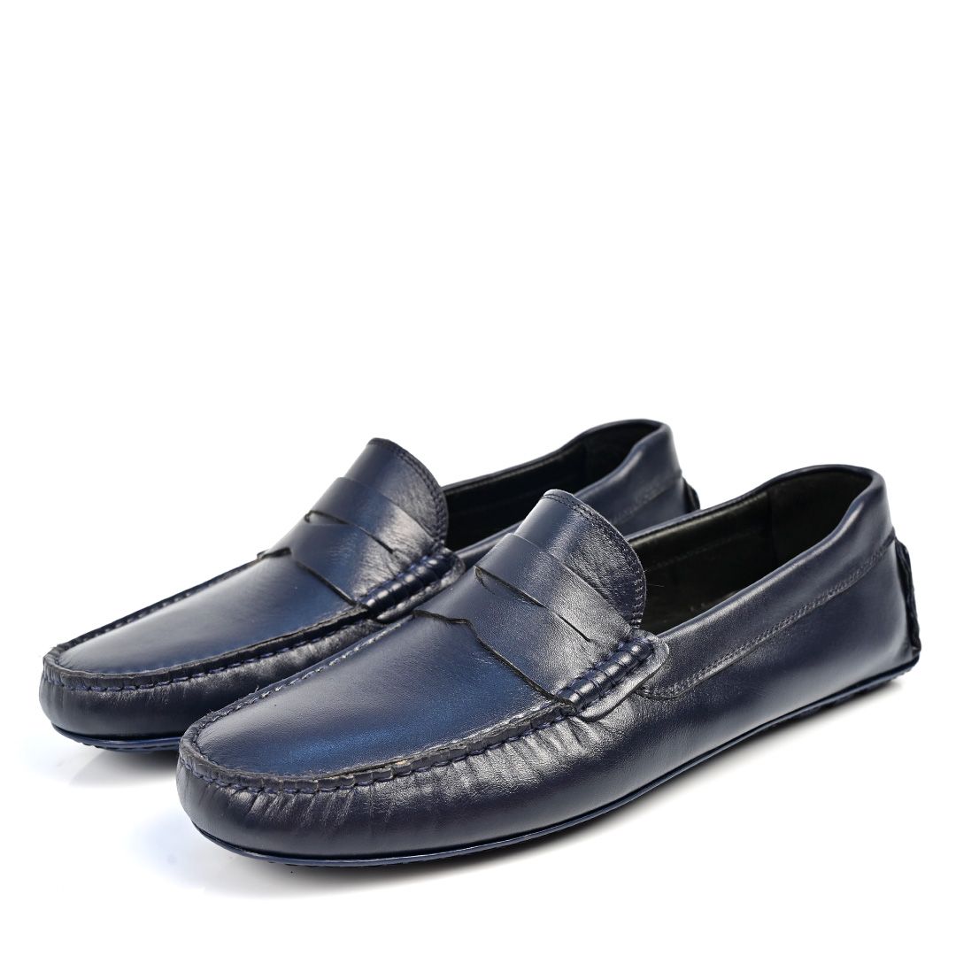 Mocassin Cuir BLEU MARINE