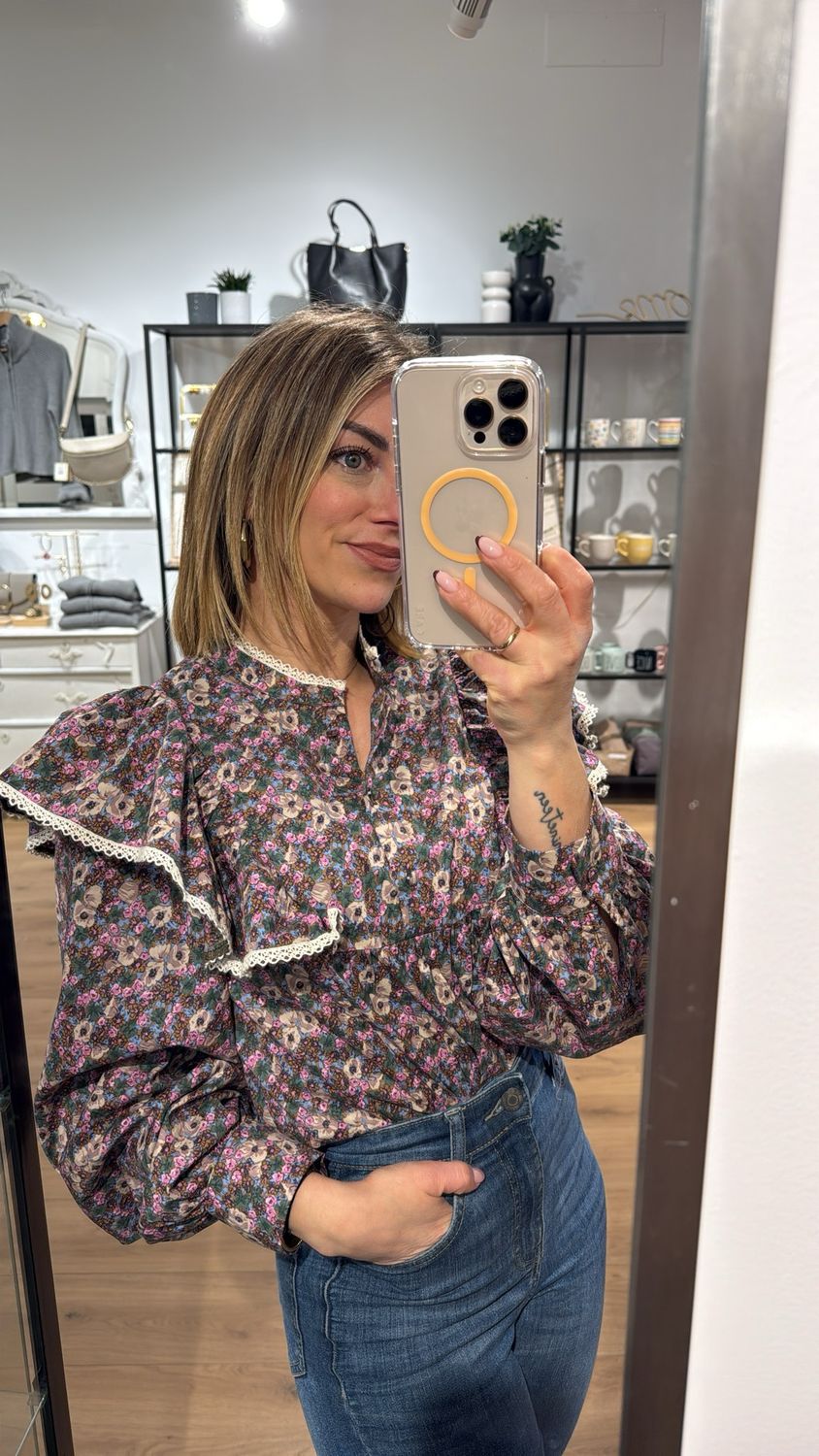 Blusa estampado liberty volantes
