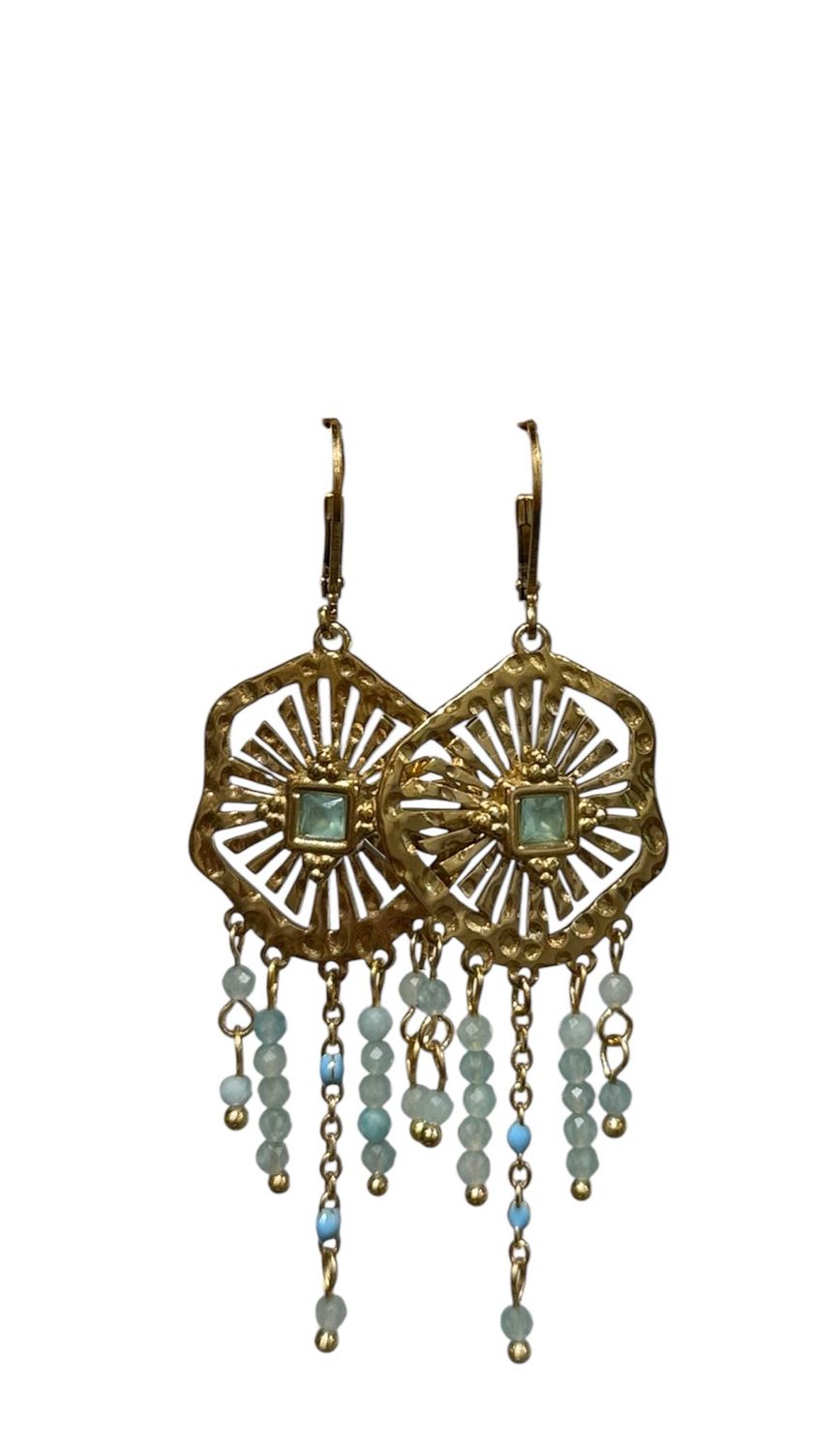 Pendientes acero dorado.