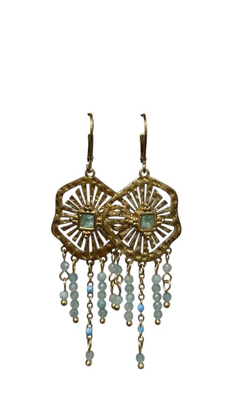 Pendientes acero dorado.