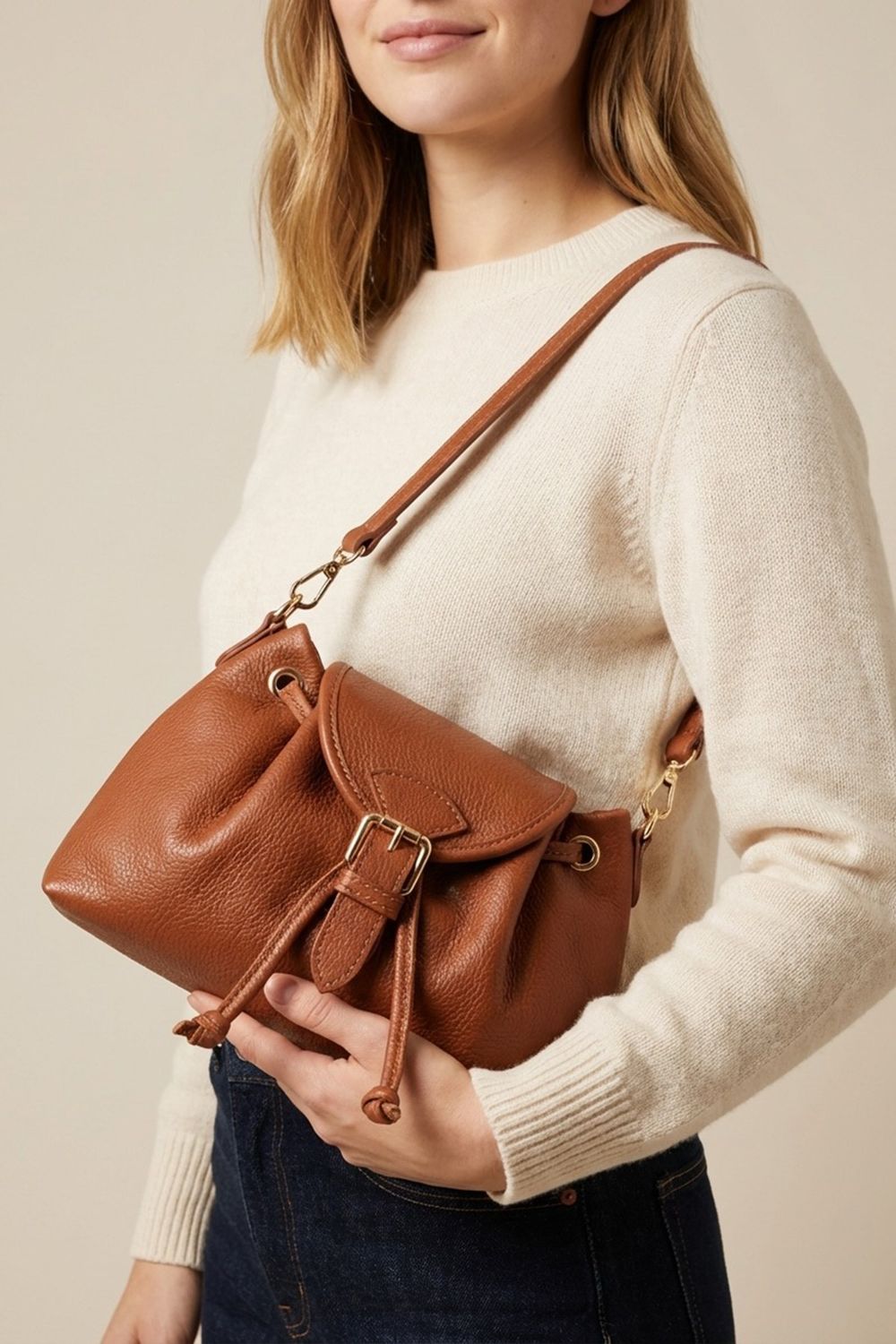Bolso de piel camel