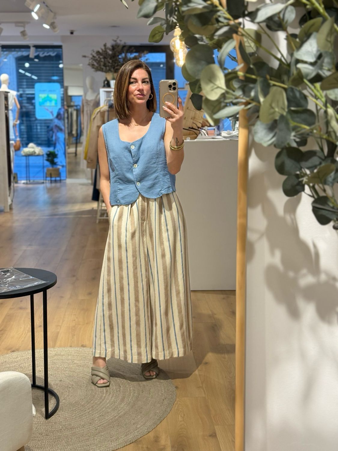 Palazzo cropped rayas