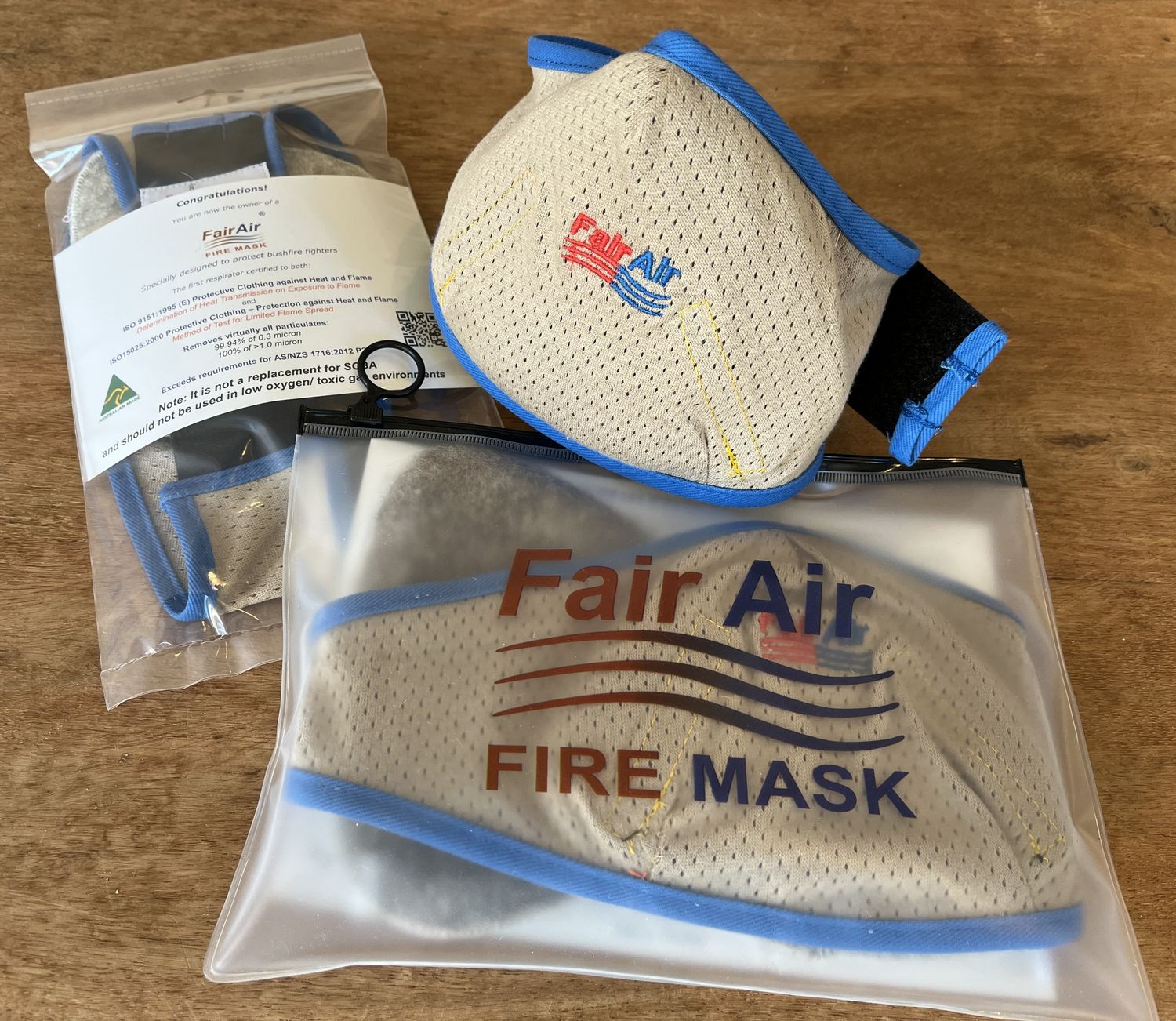 Khaki/Blue Fire Mask Set