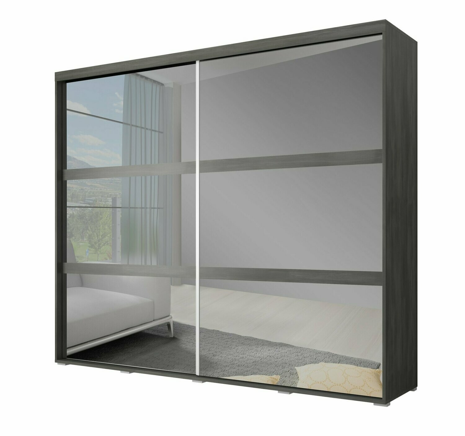 Latte Sliding Door Wardrobe - Grey