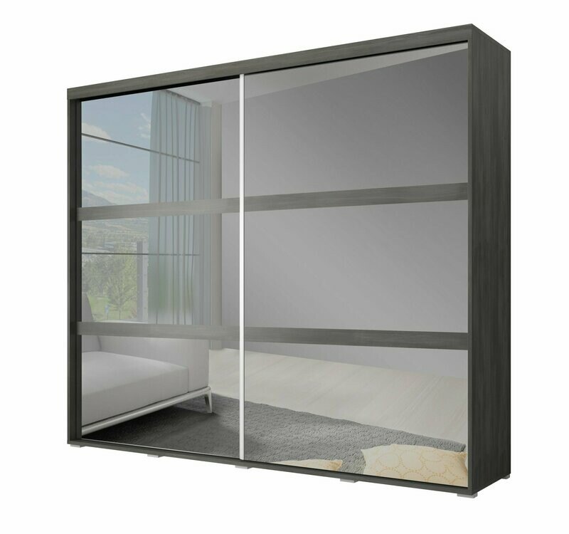 Latte Sliding Door Wardrobe - Grey