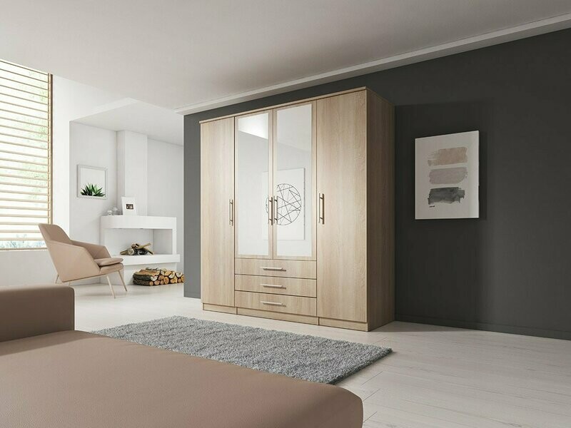 Alex Range 4-Door Wardrobe - Light Oak