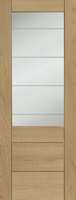 Essential 2XG Pre-Finished Palermo Internal Oak Door with Clear Etched Glass