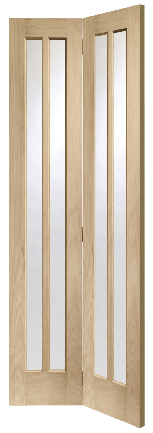 Worcester Internal Oak BiFold Door with Clear Glass