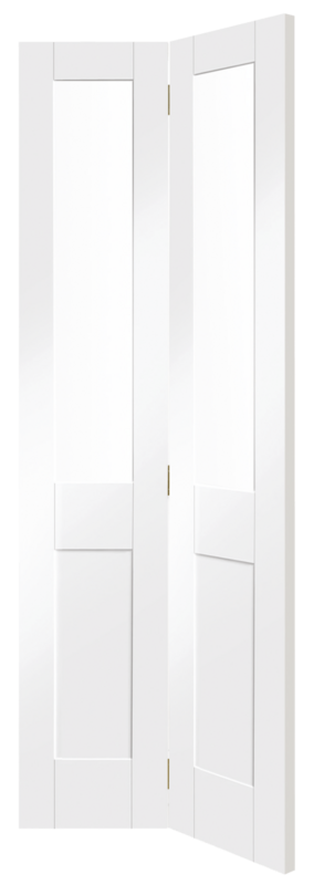 Internal White Primed Malton Shaker Bi-Fold with Clear Glass
