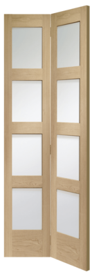 Internal Oak Shaker 4 Panel Bi-Fold Door with Clear Glass
