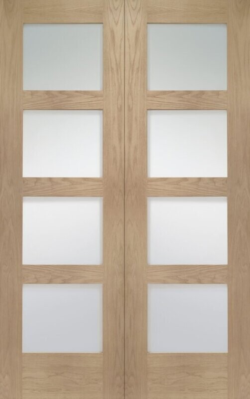 Internal Oak Shaker Door Pair with Clear Glass