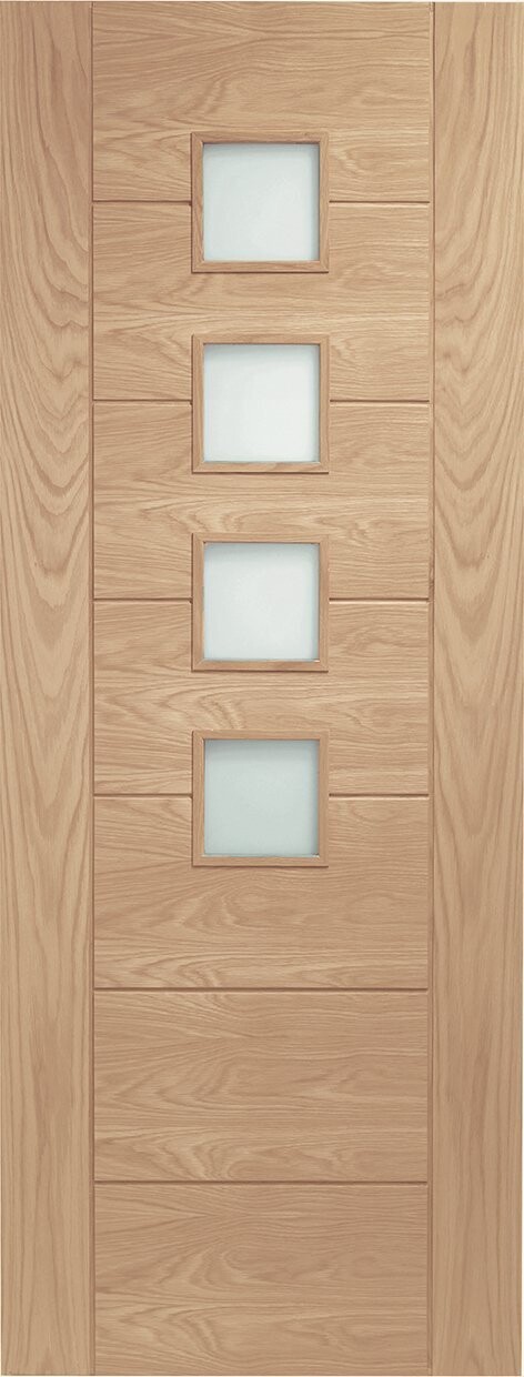 Palermo Original Internal Oak Fire Door with Obscure Glass
