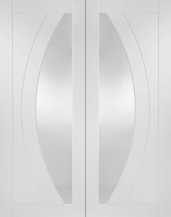 Internal White Primed Salerno Door Pair with Clear Glass