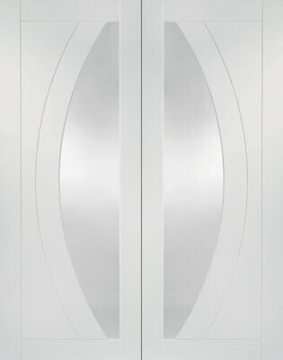 Internal White Primed Salerno Door Pair with Clear Glass