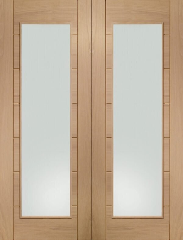 Palermo Internal Oak Rebated Door Pair with Clear Glass