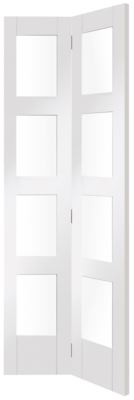 Shaker Bi-Fold Internal White Primed Door with Clear Glass
