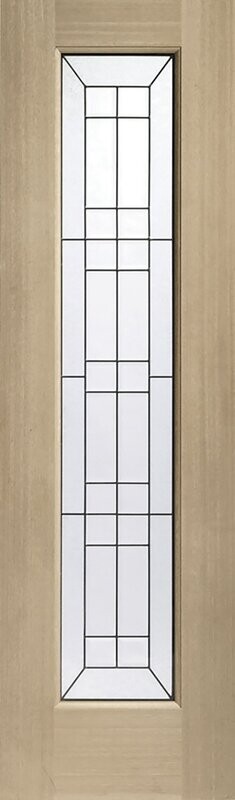 External Oak Dowelled Triple Glazed Bevelled Side Light with Black Caming