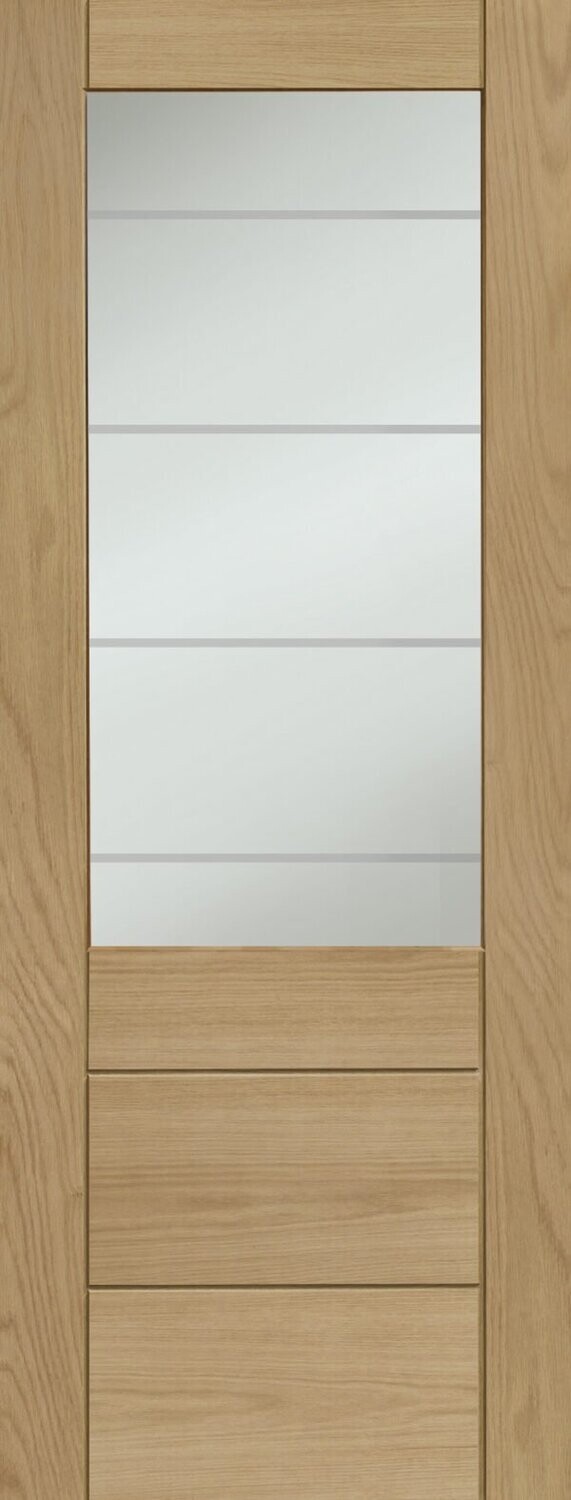 Palermo Essential 2XG Internal Oak Door with Clear Etched Glass