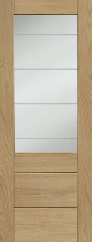 Palermo Essential 2XG Internal Oak Door with Clear Etched Glass
