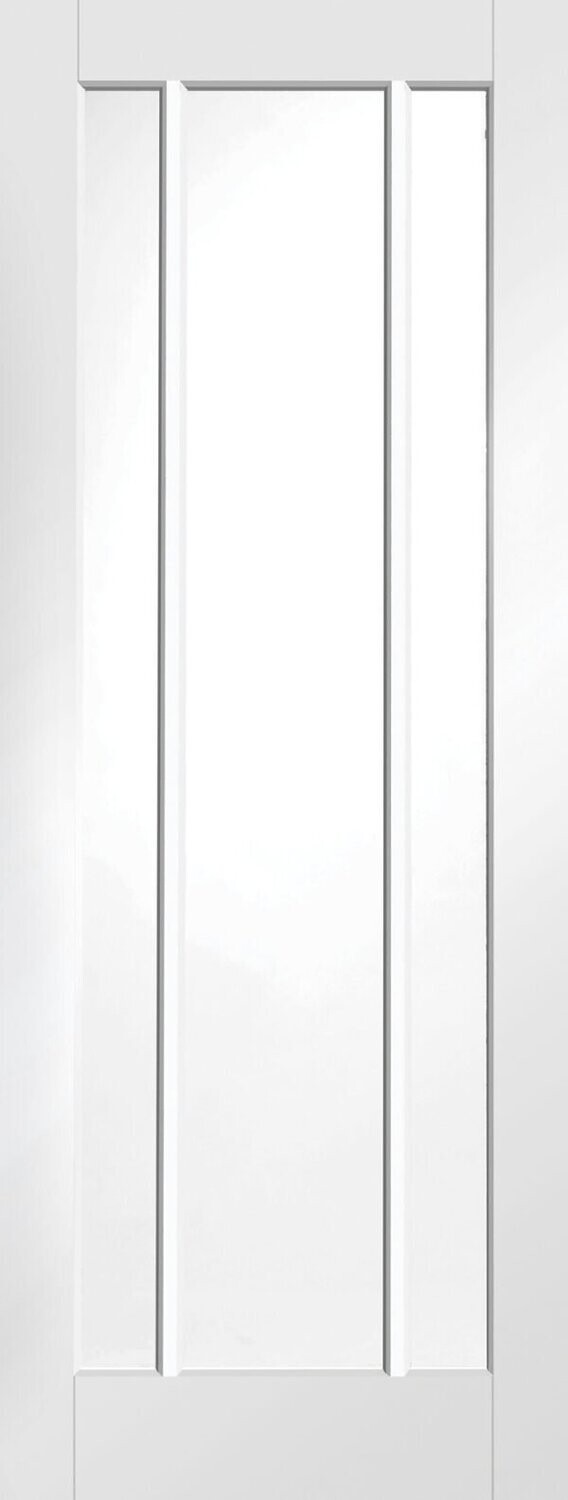 Internal White Primed Worcester Door with Clear Glass Fire Door