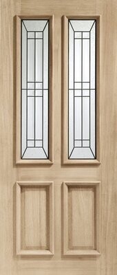 External Oak Triple Glazed Malton Door Diamond Glass with Black Caming