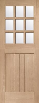 External Oak Double Glazed Stable 9 Light Door with Clear Glass