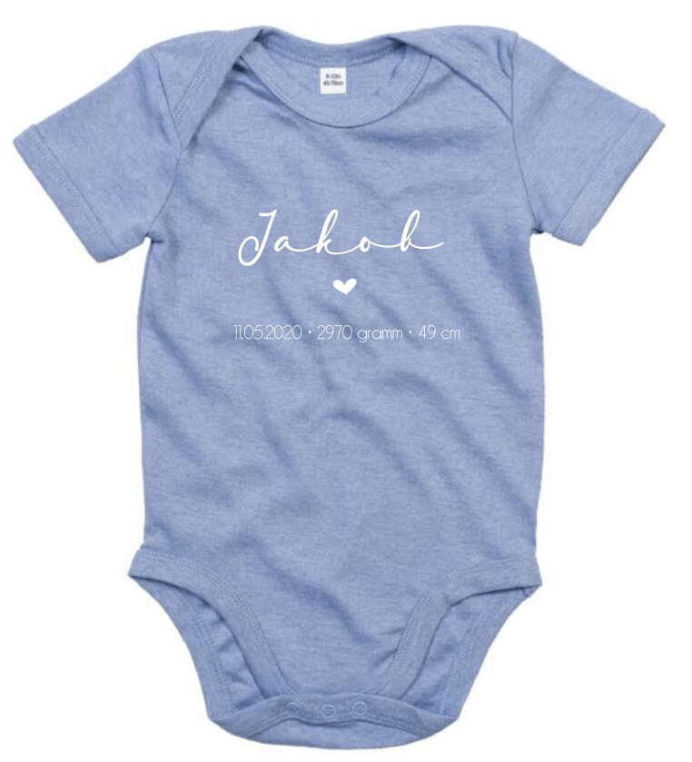 Baby-Body kurzarm "Name + Geburtsdaten"