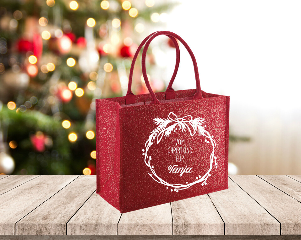 Jute Einkaufstasche "... vom Christkind..."