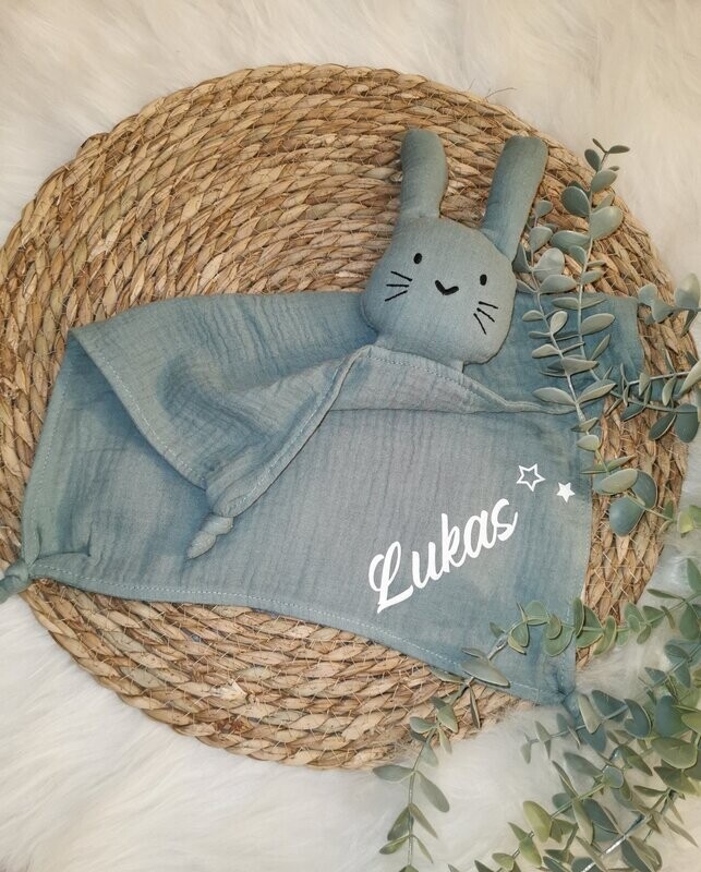 Kuschelhäschen aus Musselin MIT Personalisierung
