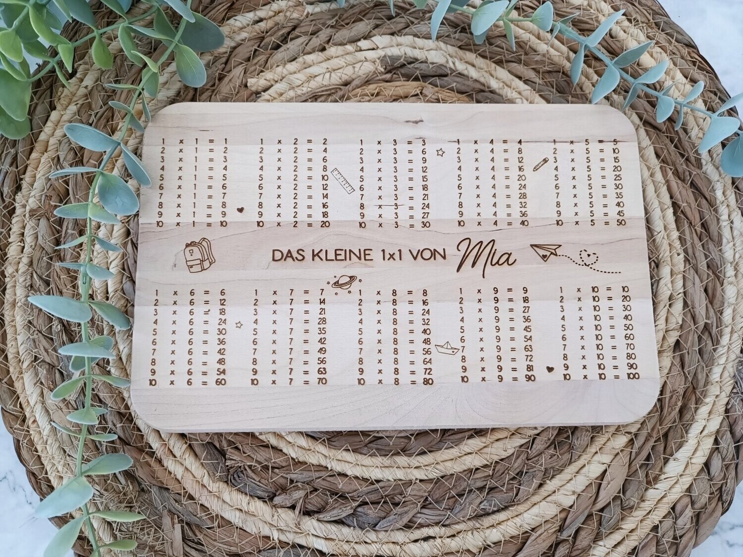 Schneidebrett Birke "mein kleines 1x1"