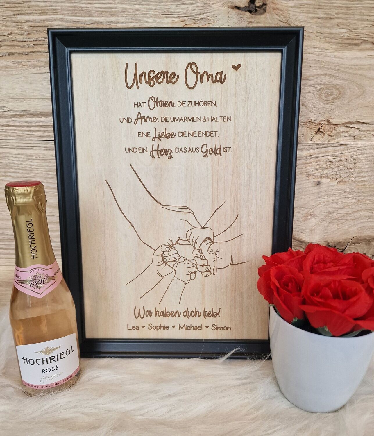 Holzbild "unsere mama" oder "unsere oma"
