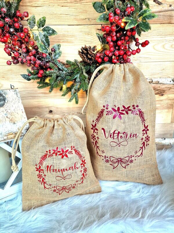 Nikolaus-Säckchen Jute "Kranz"