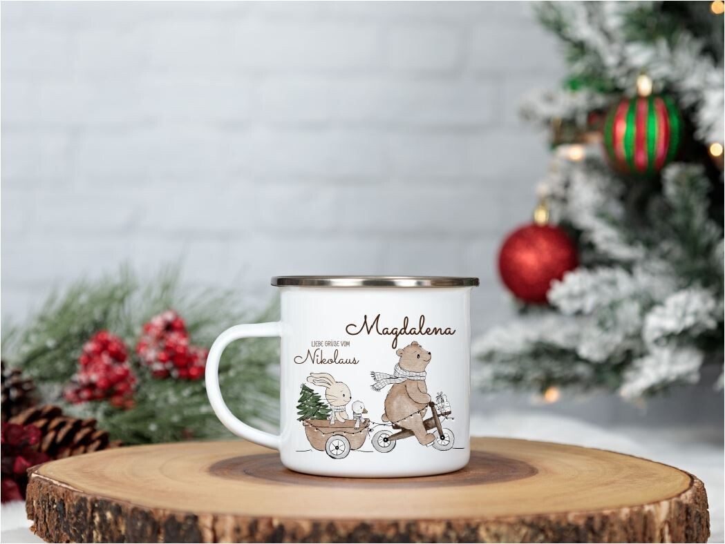 Emaille - Tasse "Teamwork"
