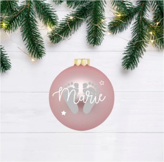 Weihnachtskugel 6cm "Füße mit Name"