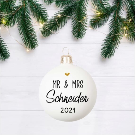 Weihnachtskugel 6cm Mr. & Mrs.