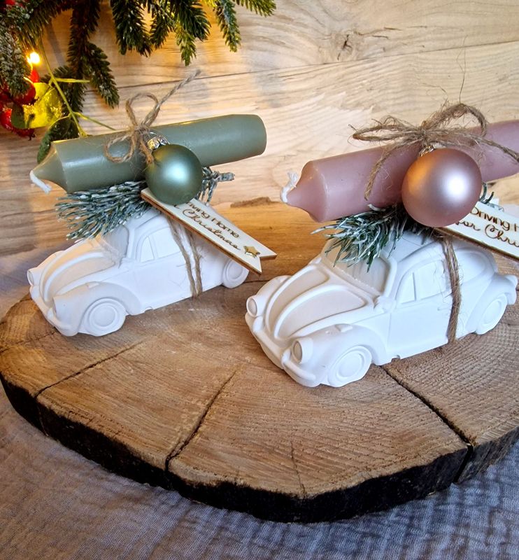 Weihnachtsauto aus Keramikgips