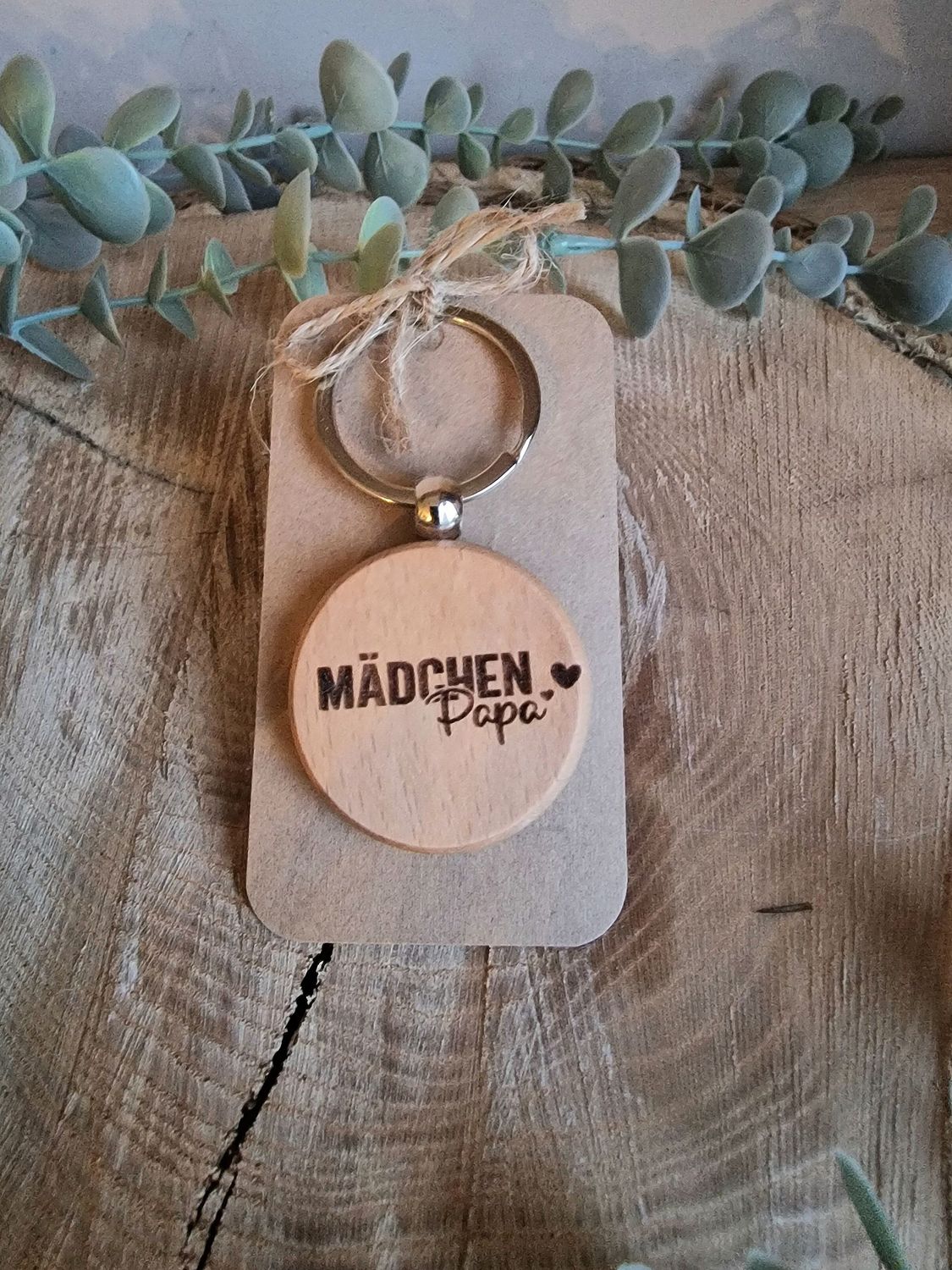 Schlüsselanhänger Holz - Mädchen Papa