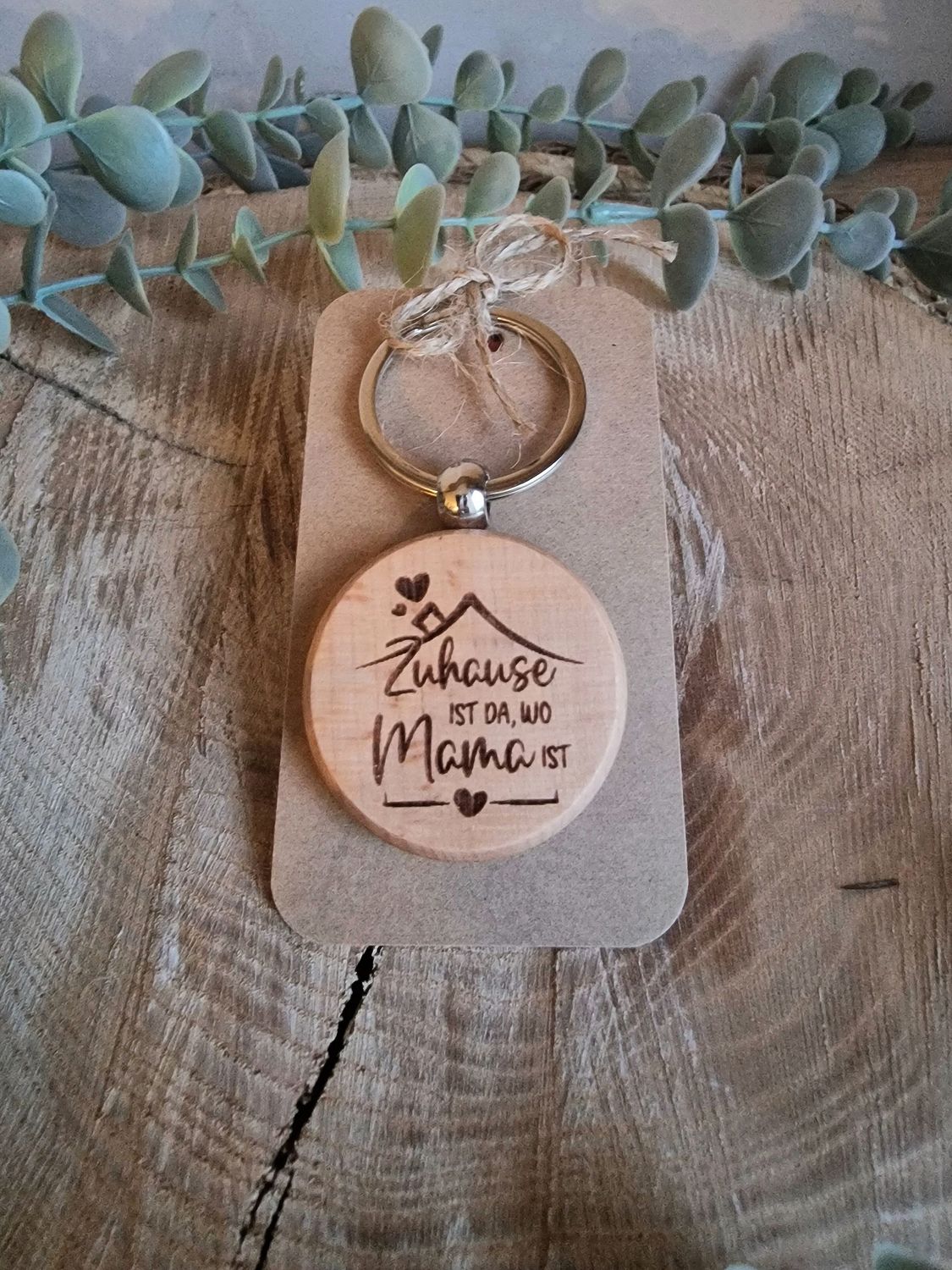 Schlüsselanhänger Holz - Zuhause Mama