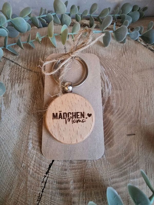 Schlüsselanhänger Holz - Mädchen Mama