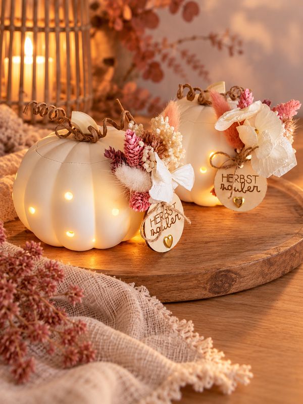 Kürbis Herbstzauber mit LED- Licht
