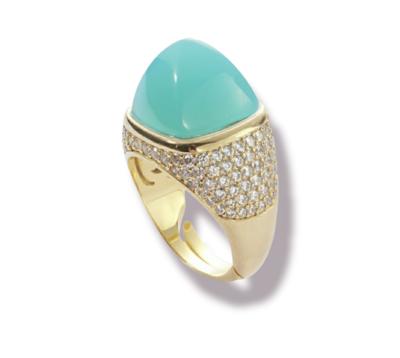 Anello Boccadamo​ cocktail con cristallo color amazzonite