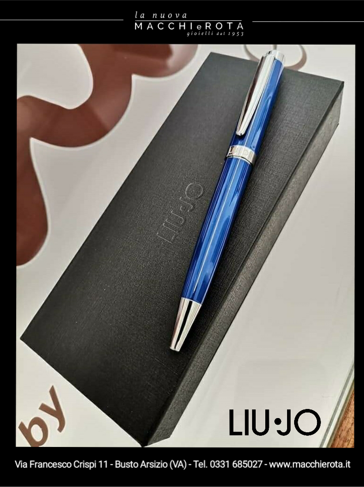 Penna Liu Jo in acciaio laccata color blu con logo