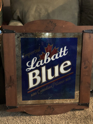 Labatt Blue Wood Framed Mirror