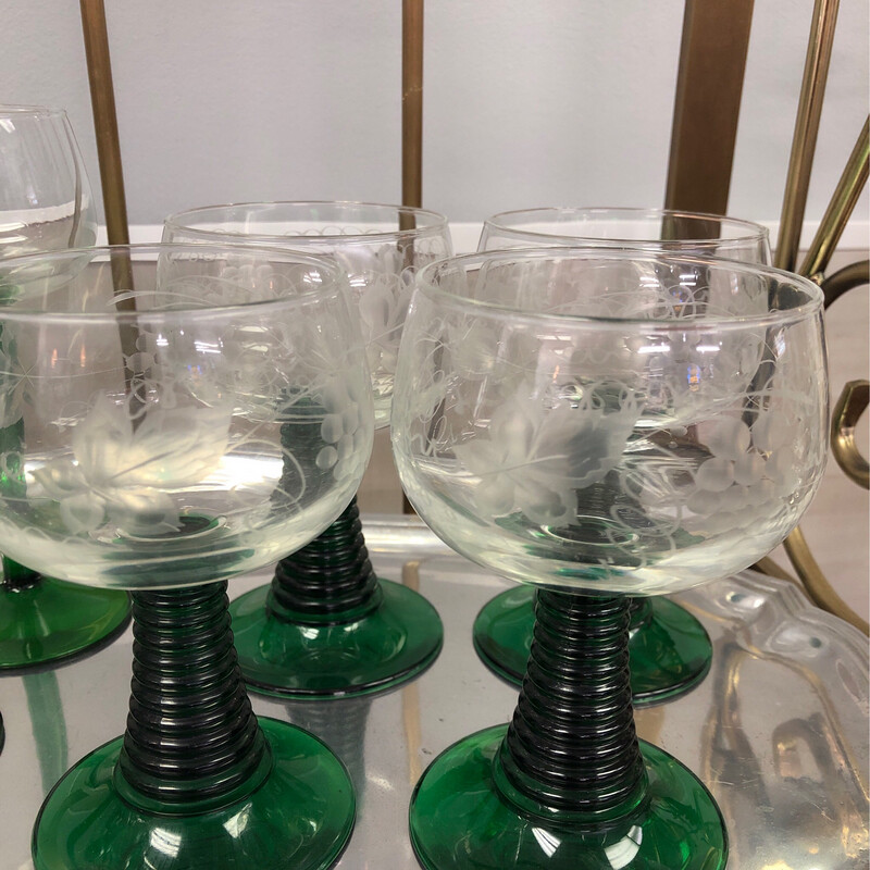 Luminarc Etched Rhine pattern Roemer Glasses —set of 4