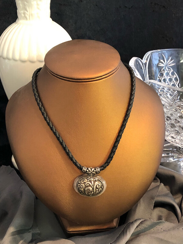 Sterling And Rose Quartz On Braided Necklace