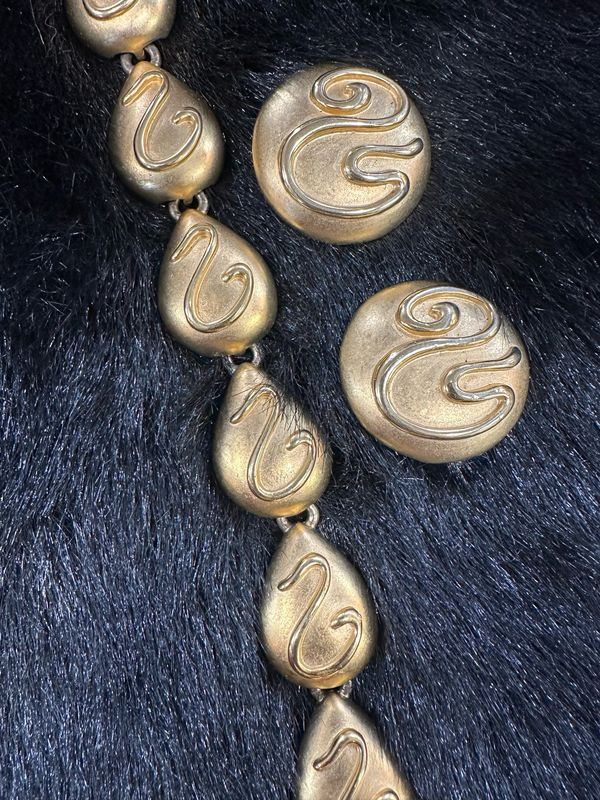 F. O. Inc Goldtone Choker And Earrings Set