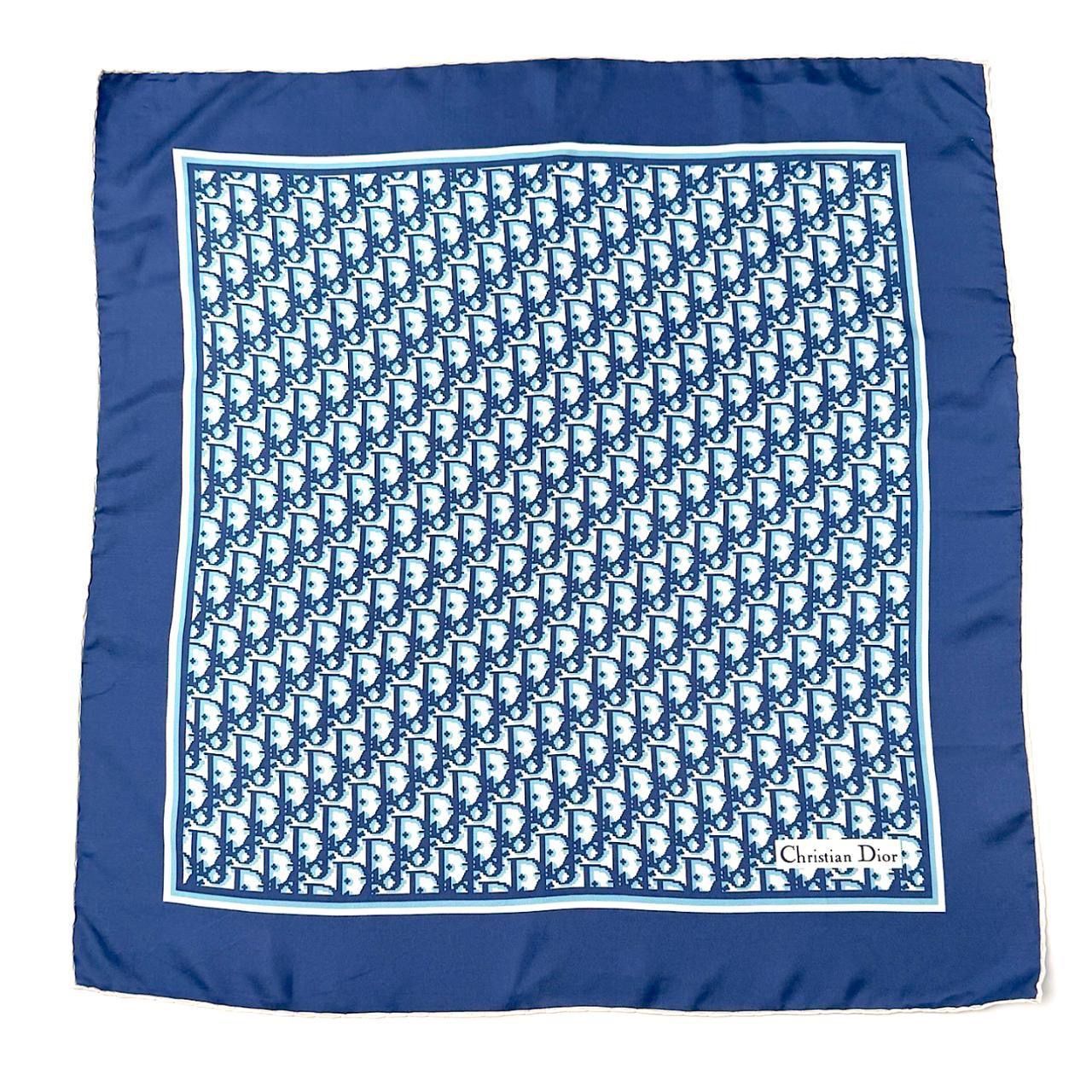 Christian Dior Oblique Bandana Headscarf Blue Christian Dior Oblique Bandana Headscarf Blue