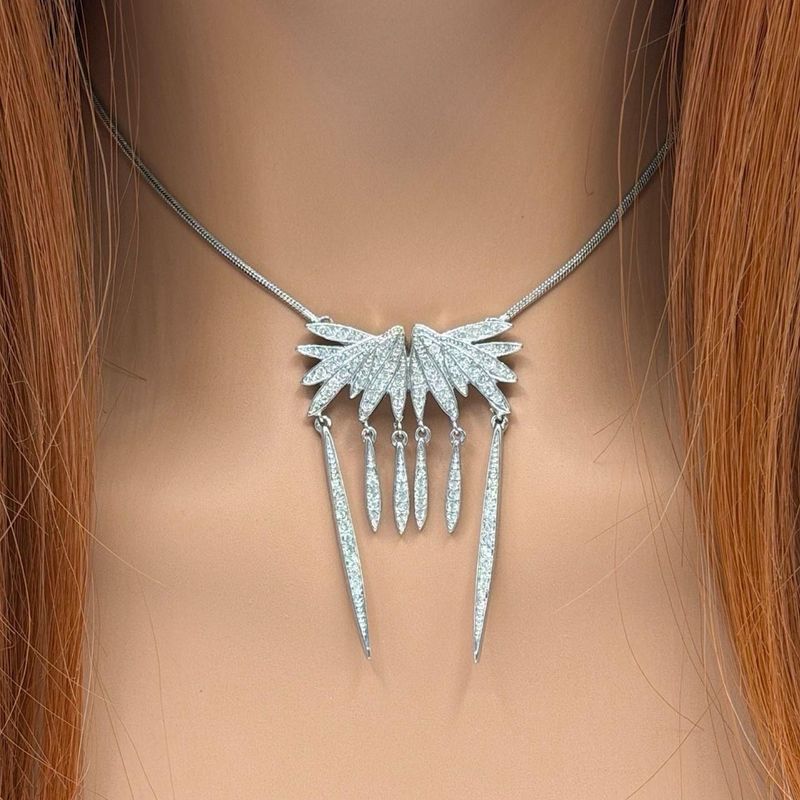 Christian ​Dior Necklace Silver Leaf