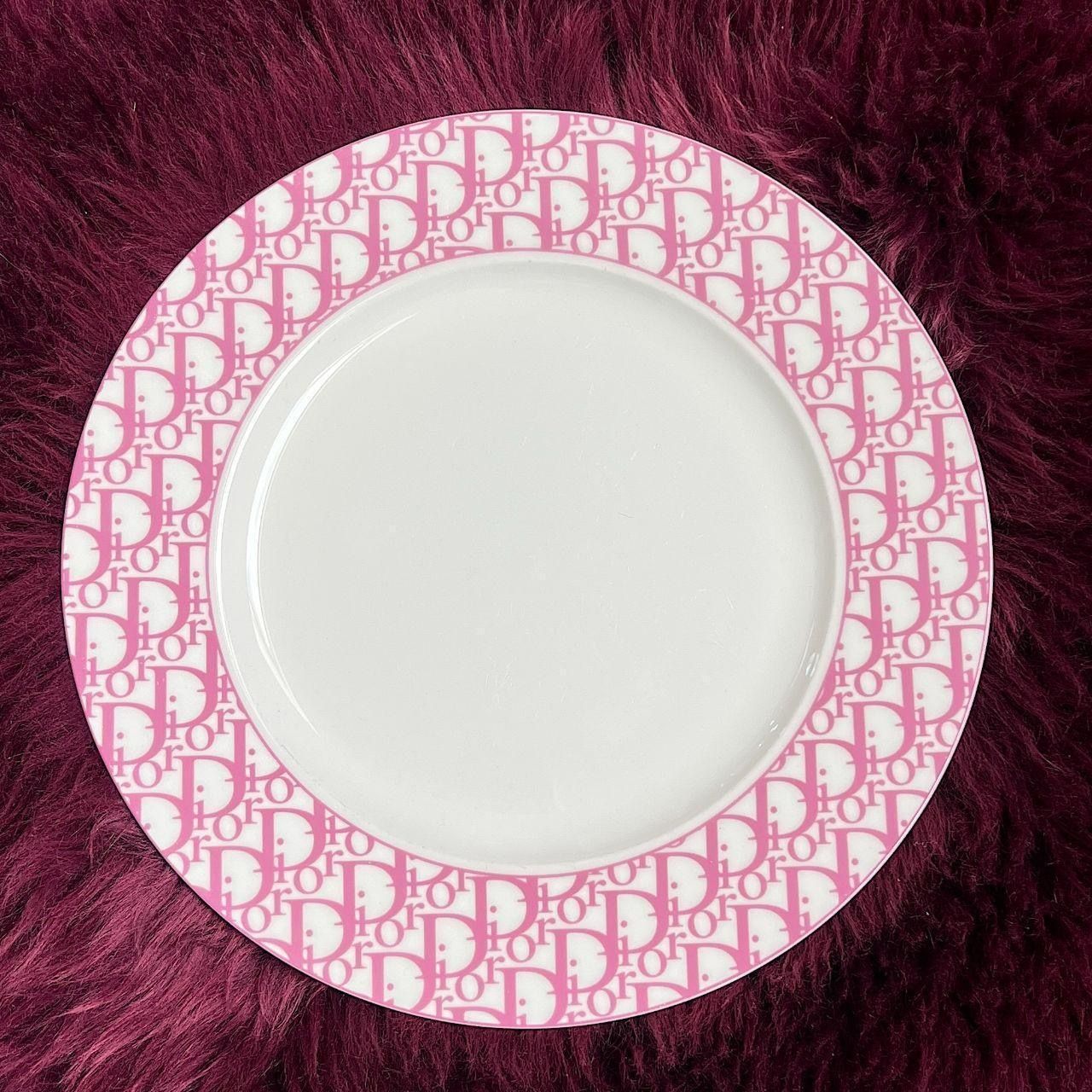 Dior Monogram Dinner Plate Pink Logo Dior Monogram Dinner Plate Pink Logo