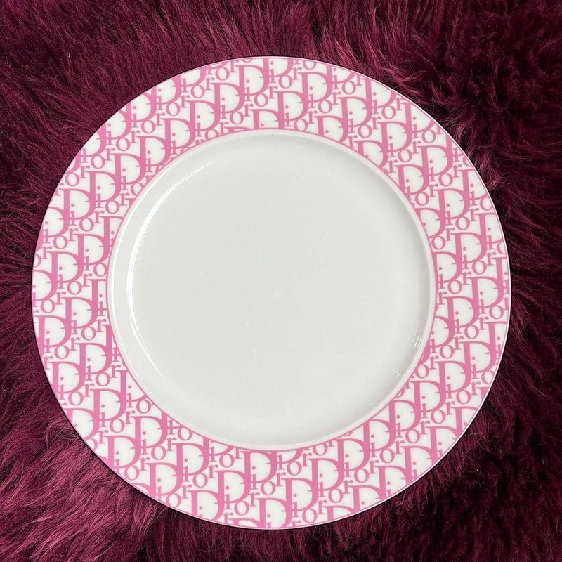 ​Dior Monogram Dinner Plate Pink Logo